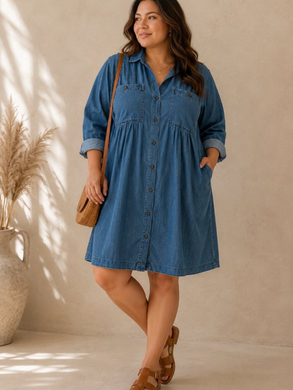 Ann Taylor LOFT Chambray Denim Oversized Shirt Dress Blue Size XL